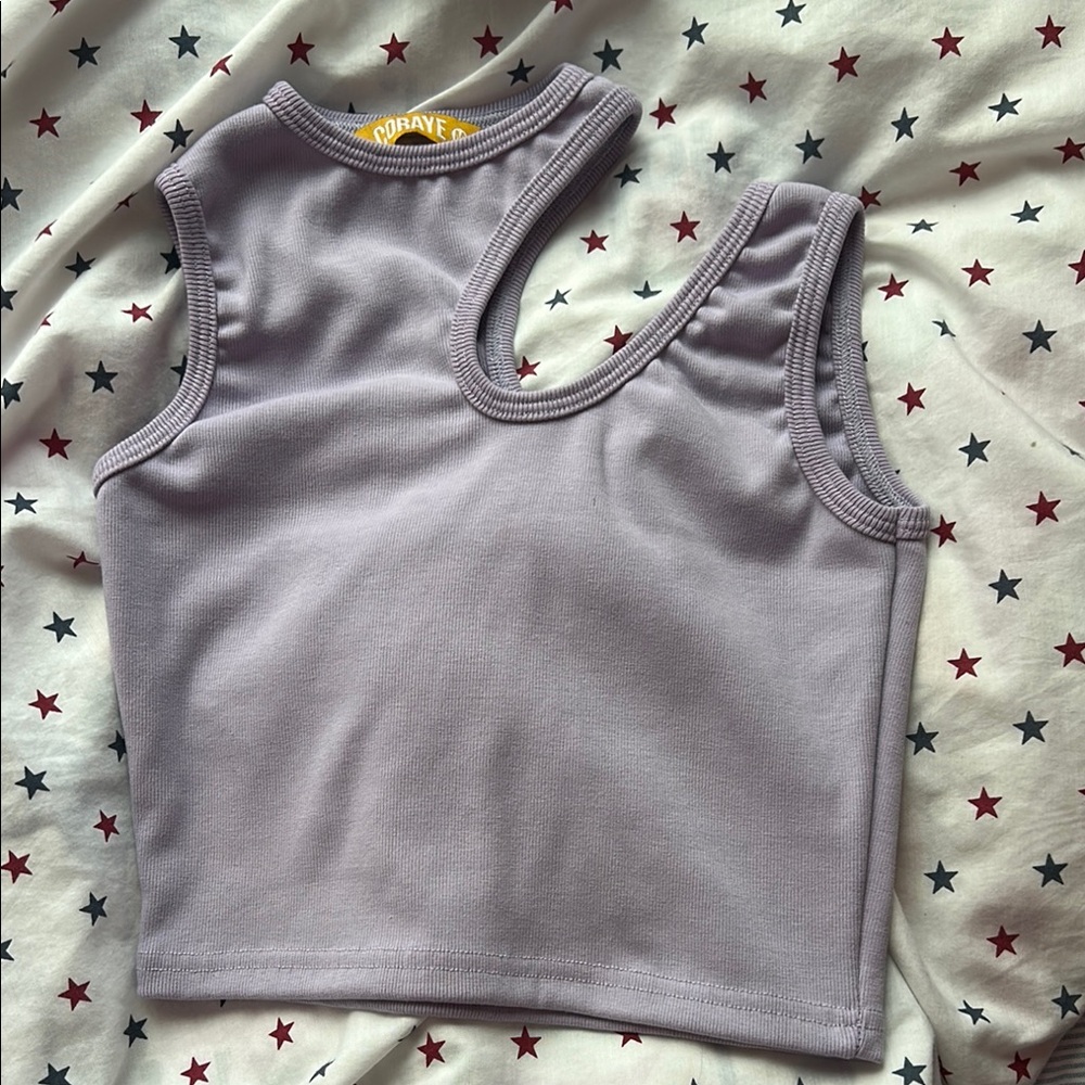 Asymmetrical Purple Crop Tank Top